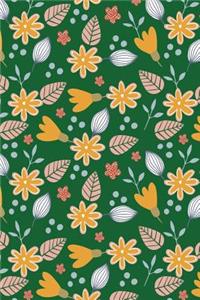 Bullet Journal Notebook Leafy Pattern on Green