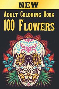 100 Flowers Adult Coloring Book