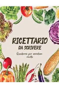 Ricettario Da Scrivere Quaderno Per Annotare Ricette