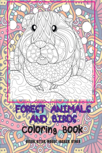 Forest Animals and Birds - Coloring Book - Bison, Otter, Mouse, Jaguar, other