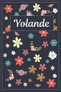 Yolande: Lined Writing Notebook with Personalized Name 120 Pages 6x9 Flowers