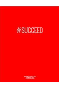 Notebook for Cornell Notes, 120 Numbered Pages, #SUCCEED, Red Cover
