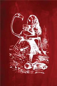 Alice in Wonderland Chalkboard Journal - Alice and The Flamingo (Red)