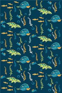 Journal: Dinosaur Fish 6x9 - Graph Journal - Journal with Graph Paper Pages, Square Grid Pattern