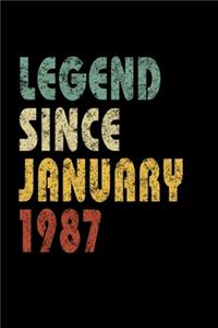 Legend Since January 1987: Retro Birthday Gift Notebook With Lined Wide Ruled Paper. Funny Quote Sayings 6 x 9 Notepad Journal For Taking Notes At Work, School Or Home For Peo