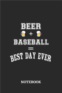 BEER + BASEBALL = Best Day Ever Notebook: 6x9 inches - 110 dotgrid pages - Greatest Alcohol drinking Journal for the best notes, memories and drunk thoughts - Gift, Present Idea