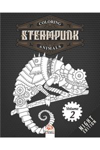 Coloring Steampunk Animals - Volume 2 - night edition