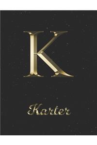 Karter: 1 Year Daily Planner (12 Months) - Yellow Gold Effect Letter K Initial First Name - 2020 - 2021 - 365 Pages for Planning - January 20 - December 20 