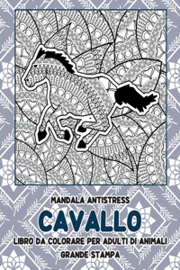 Mandala Antistress - Grande stampa - Libro da colorare per adulti di Animali - Cavallo