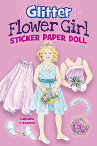 Glitter Flower Girl Sticker Paper Doll