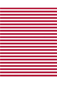 School Composition Book Red White Stripes Design Pattern