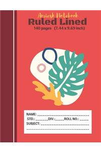 Amiesk Notebook - Ruled Lined Notebook - 140 pages (7.44 x 9.69 inch)