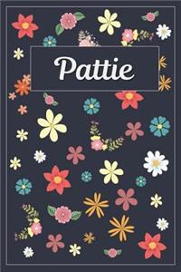 Pattie: Lined Writing Notebook with Personalized Name 120 Pages 6x9 Flowers