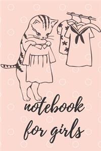 Notebook for Girls: 110 Blank Pages Notebook for Girls with Cat Perfect for Drawing and Writing