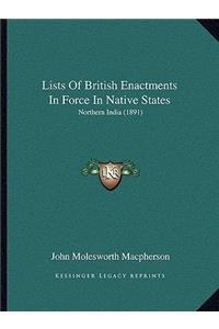 Lists Of British Enactments In Force In Native States
