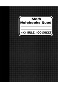 math notebooks quad 4x4 rule, 100 sheets(Cover Black)