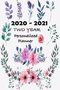 2020-2021 Personalized Planner: Two year Calendar Planner, Dated Daily with US Holiday Yearly Planner Organizer