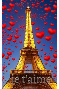 je t'aime Eiffel Tower red hearts creative blank journal