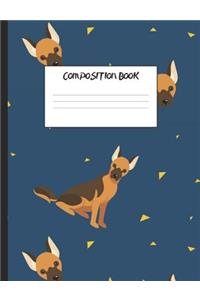 Composition Book: German Shepherd, 200 Pages, College Ruled (7.44 X 9.69)