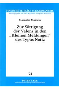 Zur Saettigung Der Valenz in Den «Kleinen Meldungen» Des Typus Notiz