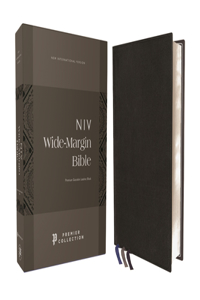 Niv, Wide Margin Bible (a Bible That Welcomes Note-Taking), Premium Goatskin Leather, Black, Premier Collection, Red Letter, Art Gilded Edges, Comfort Print