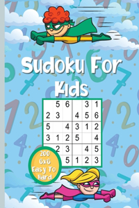 Sudoku For Kids: 200 Very Easy To Hard Sudoku puzzles for Smart Kids 6x6 with solutions