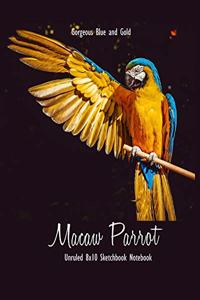 Gorgeous Blue and Gold Macaw Parrot Unruled 8x10 Sketchbook Notebook