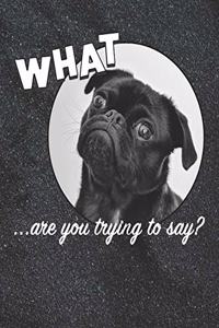 What are you trying to say?: The Pug Notebook Composition Journal - 150 lined pages 7.5 x 9.25