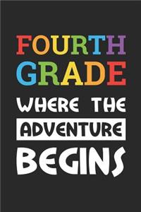 Back to School Notebook 'Fourth Grade Where The Adventure Begins' - Back To School Gift - 4th Grade Writing Journal