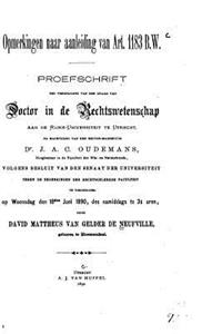 Opmerkingen naar aanleiding van art. 1183. B. W.