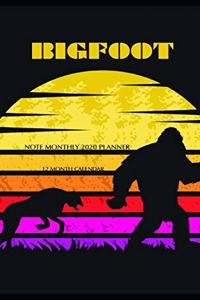 Bigfoot Note Monthly 2020 Planner 12 Month Calendar
