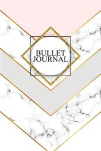 Bullet Journal: Marble + Gold Bullet Journal - 120-Page 1/4 Inch Dot Grid Notebook - 6 X 9 Marble & Gold Perfect Bound Softcover