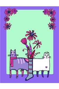 My Big Fat Journal Notebook For Cat Lovers Funny Cats Pattern In Socks With Flowers 4