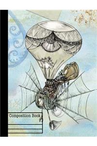 Steampunk Air Balloon Composition Notebook - College Ruled