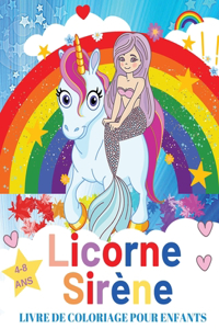 Licorne Sirène Livre De Coloriage pour enfants de 4 à 8 ans