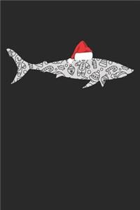 Christmas Notebook 'Shark with Santa Hat' - Christmas Gift for Animal Lover - Santa Hat Shark Journal - Shark Diary