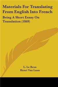 Materials For Translating From English Into French