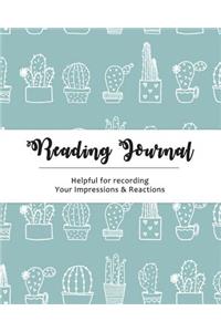 Reading Journal: For Book Lovers - Size (8x10) Cactus Design (Vol 2)