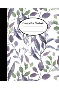 small floral coposition notebook, floral composition notebook for girls, cute Wide Ruled paper Notebook Journal - Wide Blank Lined Workbook for Teens Kids Students Girls for Home School College for Writing Notes - 120 Pages - 7.5 x 9.25