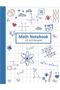 Math Notebook 1/2 Inch Squares