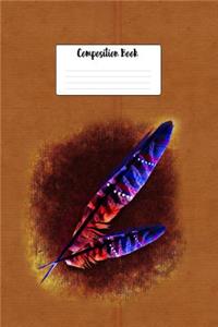 Composition Book: Native American Indian Stripe Feathers Hair Ties 6 X 9 College Ruled Paper Notebook, Appreciation Gift, Quote Journal or Diary Unique Inspirational Gift for Friend or Teacher, End of Year, Retirement, Birthday or Gratitude Present