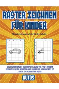 Skizzieren lernen Schritt für Schritt (Raster zeichnen für Kinder - Autos)