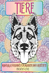 Mandala Färbung für Marker und Bleistifte - Einfaches Level - Tiere