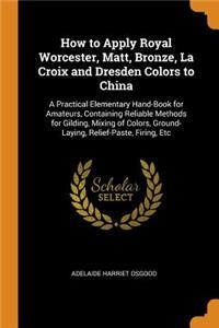 How to Apply Royal Worcester, Matt, Bronze, La Croix and Dresden Colors to China