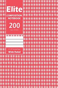 Elite Composition Notebook, Wide Ruled 8 x 10 Inch, Large 100 Sheet, Pink Cover