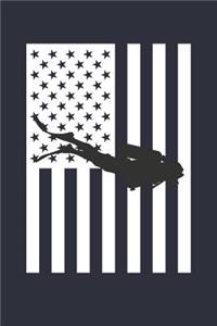 American Flag Diving Notebook - USA Flag Diving Journal - Fourth of July Gift for Diver