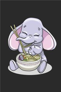 Kawaii Baby Elephant eating Ramen Noodles