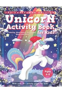 Unicorn Activity Book for Kids Age 4-8 Christmas Edition