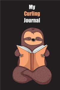 My Curling Journal: With A Cute Sloth Reading, Blank Lined Notebook Journal Gift Idea With Black Background Cover