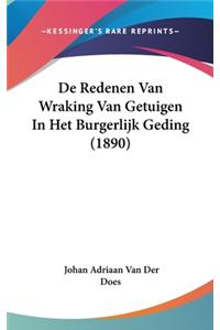 de Redenen Van Wraking Van Getuigen in Het Burgerlijk Geding (1890)